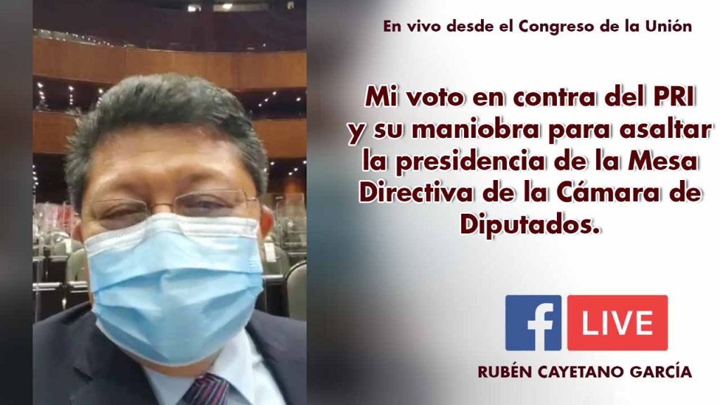 Mi voto en contra del PRI y su maniobra para asaltar la presidencia de la Mesa Directiva de la Cámara de Diputados.